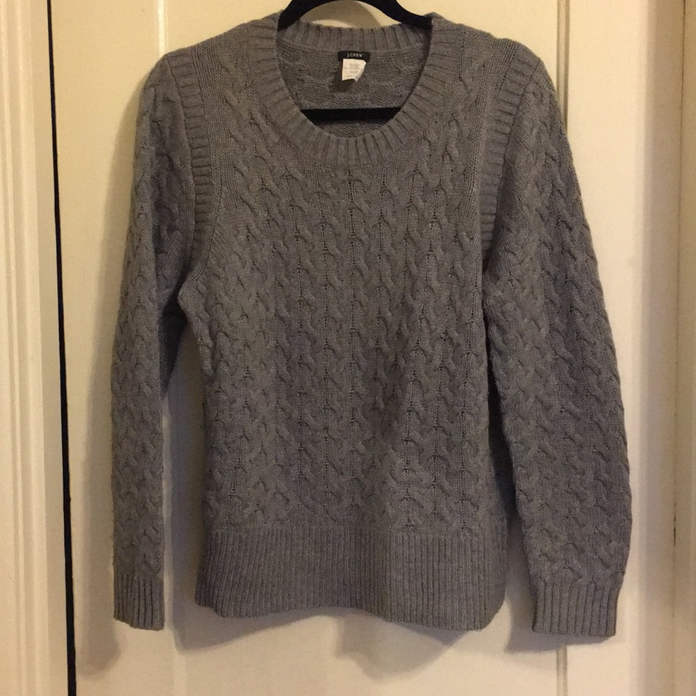 JCrew Grey Cable Knit Sweater